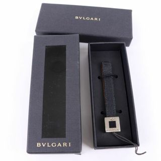 ブルガリ(BVLGARI)のブルガリ ストラップ レザー シルバー金具 ロゴ イタリア製 キーホルダー ブランド 小物 メンズ ネイビー BVLGARI(その他)