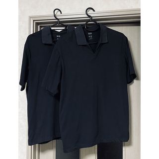ユニクロ(UNIQLO)の【Lサイズ】エアリズムポロシャツ（スキッパー･半袖）×2枚(ポロシャツ)