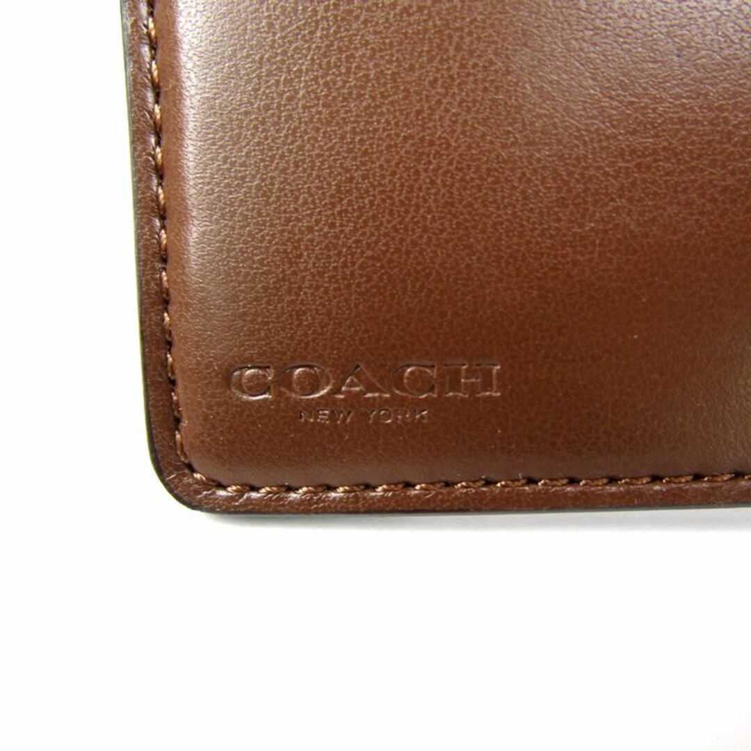 コーチ 二つ折り財布 シグネチャー PVC/レザー 小銭入れあり ブランド ウォレット レディース ブラウン COACH