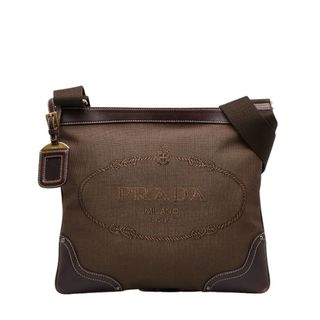 PRADA - プラダ ロゴジャガード 斜め掛け ショルダーバッグ キャンバス