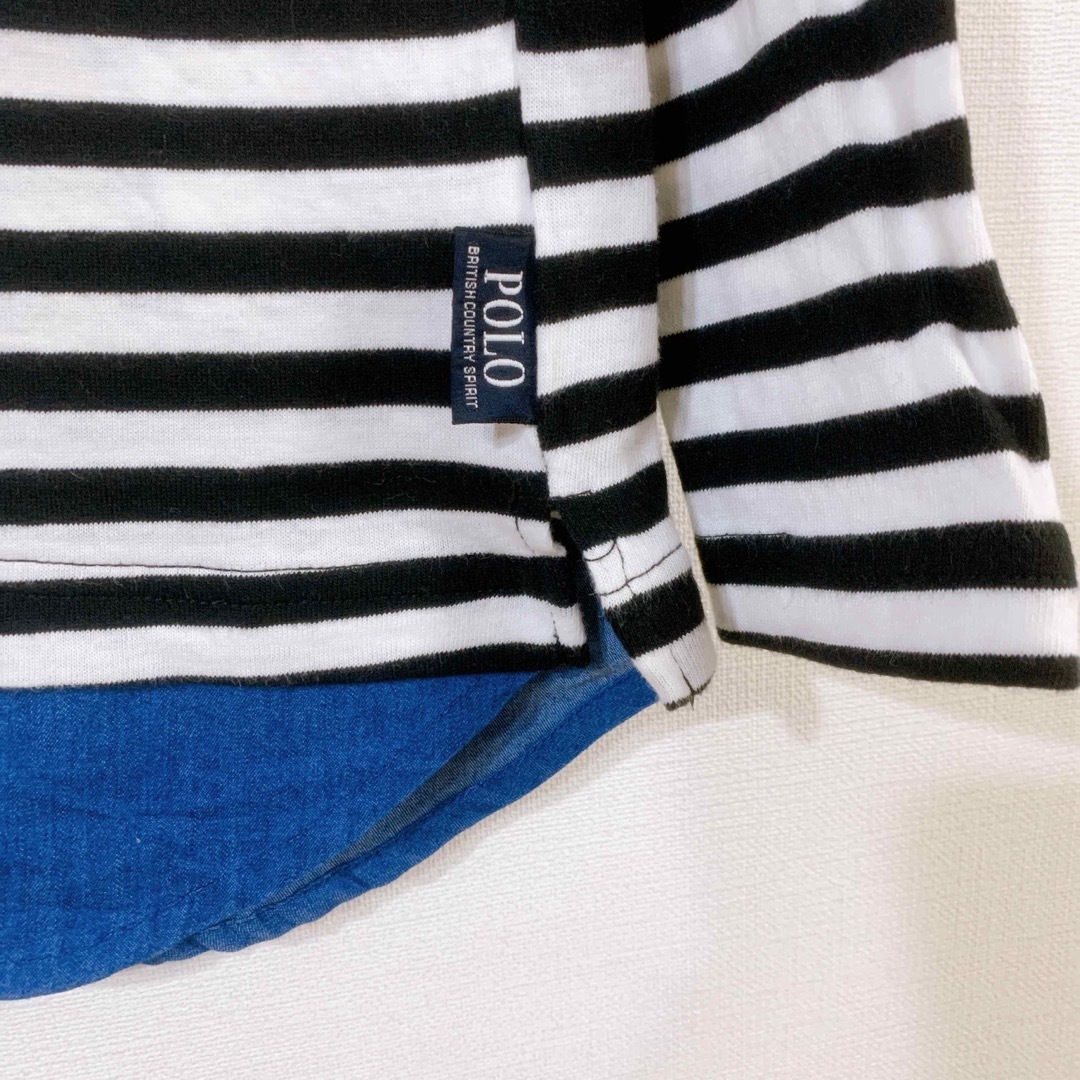 POLO RALPH LAUREN(ポロラルフローレン)の美品✨️ ポロ ラルフローレン ロンＴ 110cm 長袖 ボーダー デニム キッズ/ベビー/マタニティのキッズ服男の子用(90cm~)(Tシャツ/カットソー)の商品写真