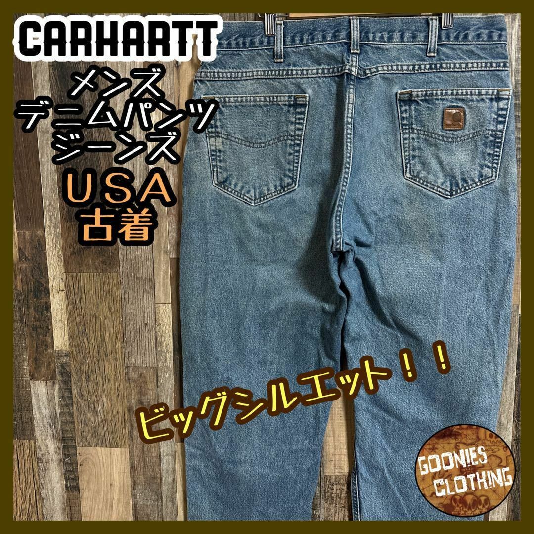 カーハート デニム Gパン ジーンズ パンツ ロゴ アメカジ 38 USA古着 | フリマアプリ ラクマ