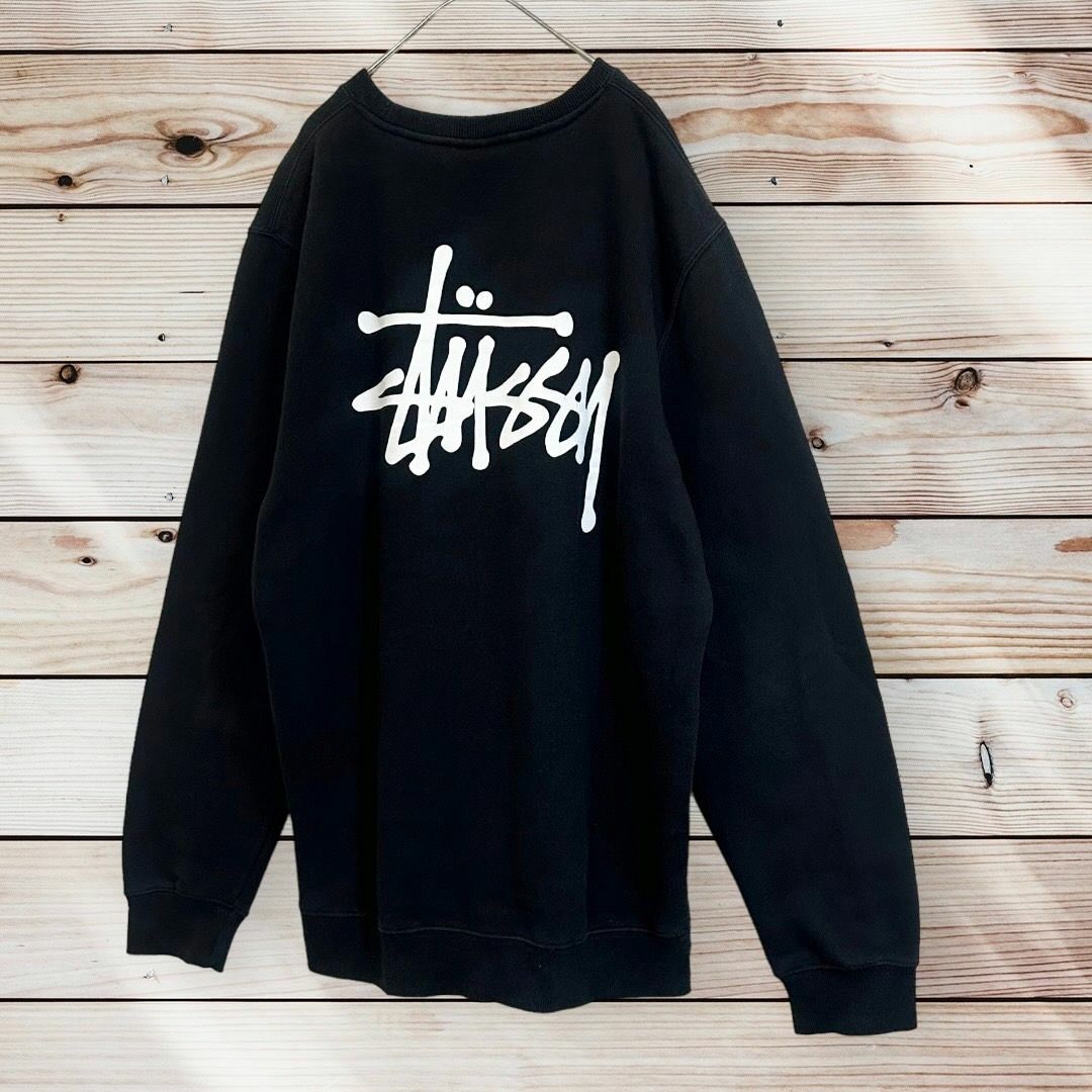 【※美品】stussy ステューシー★ビッグロゴ スウェットパーカー L 黒