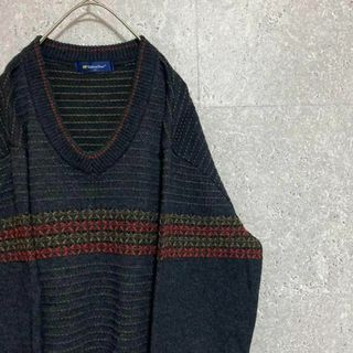 90S vintage 柄ニット メンズ M 個性派 菅田将暉 奇抜