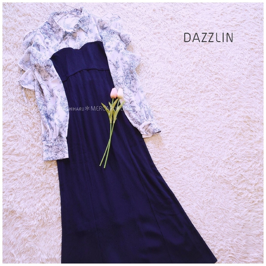 《dazzlin》オープンフリルリブワンピース