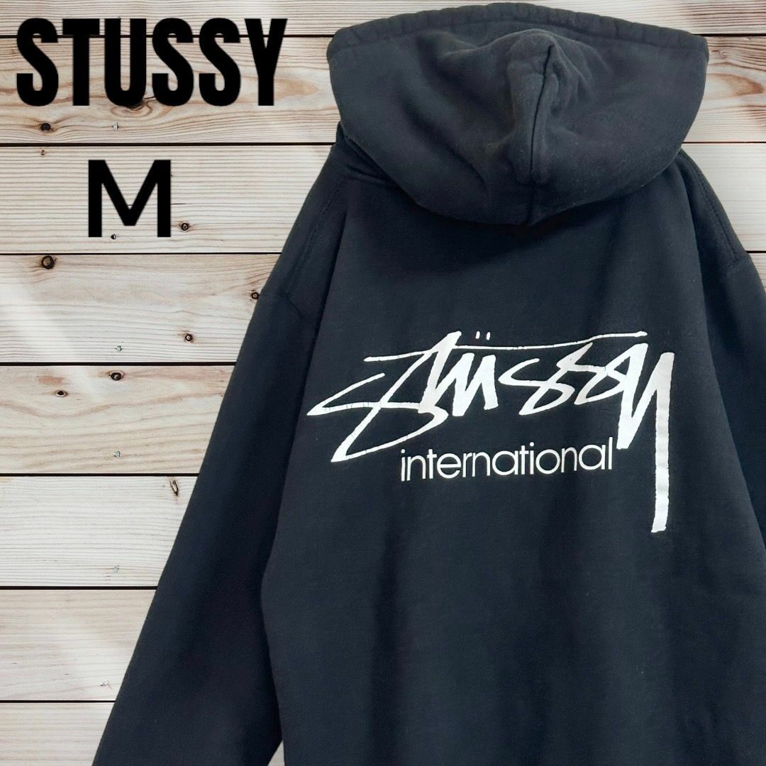 【希少美品】STUSSY スチューシー　パーカー　スエットフード　ドクロ　スカル