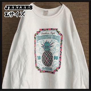 ジャージーズ(JERZEES)の【ジャージーズ】スウェット　花柄　パイナップル　ハイビスカス　白　総柄8(スウェット)