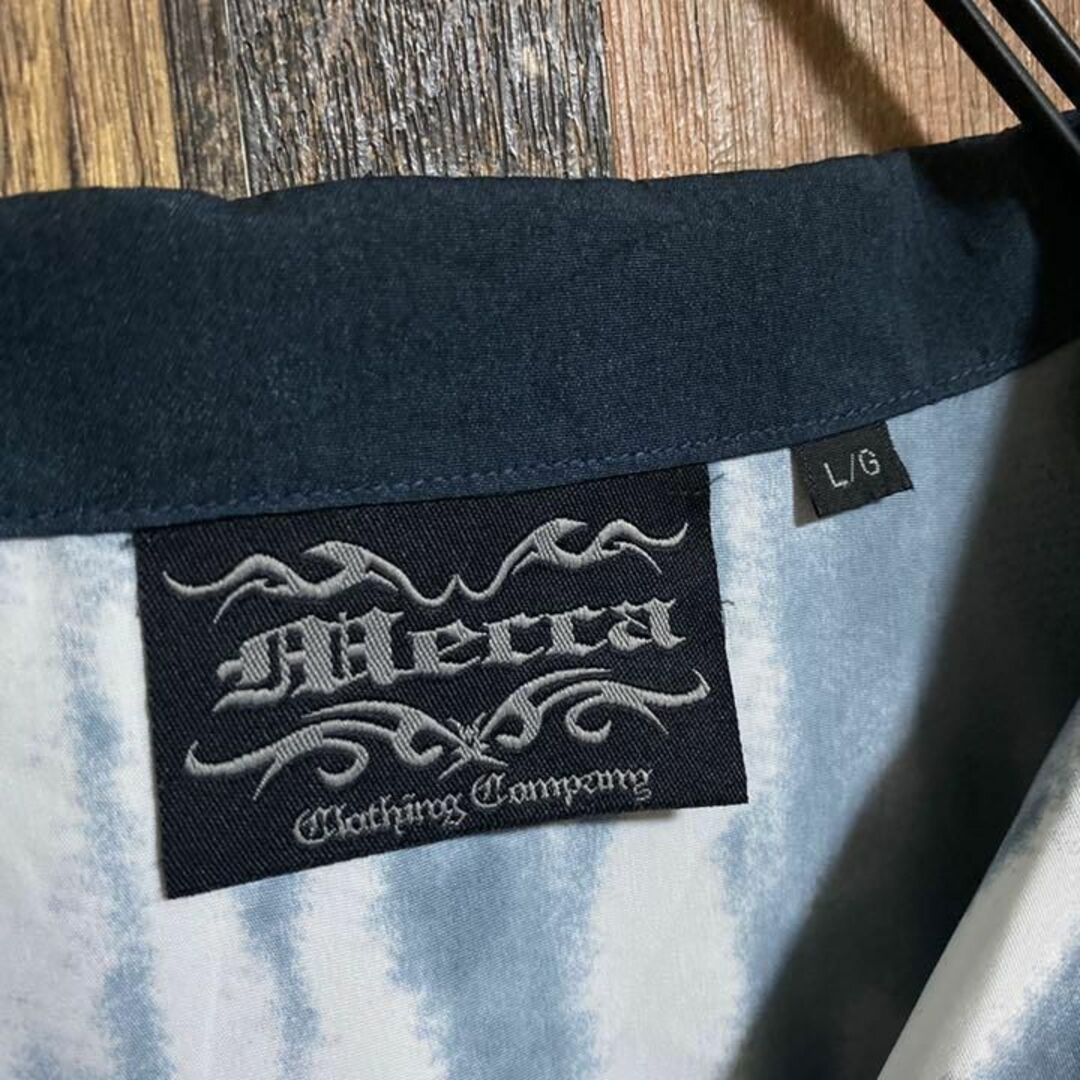 ドラゴン 龍 ボタン シャツ メンズ 海 波 ネイビー USA 90s 半袖