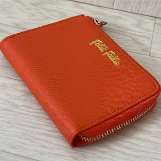 フォリフォリ(Folli Follie)の美品 フォリフォリ ロゴマルチケース L字ファスナー ウォレット オレンジ 財布(財布)