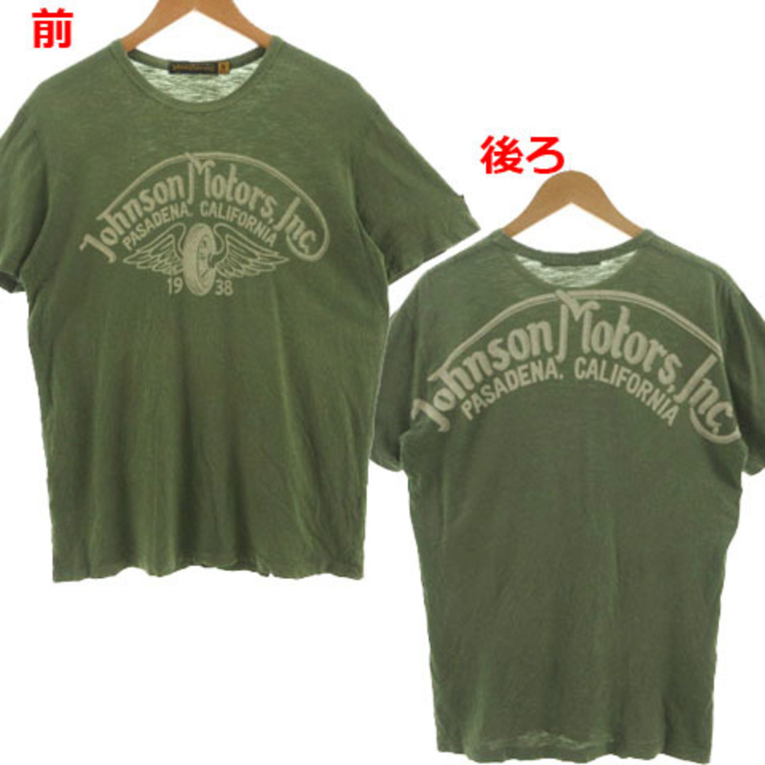 Johonson Motors Tシャツ ロゴプリント USA製 カーキ S