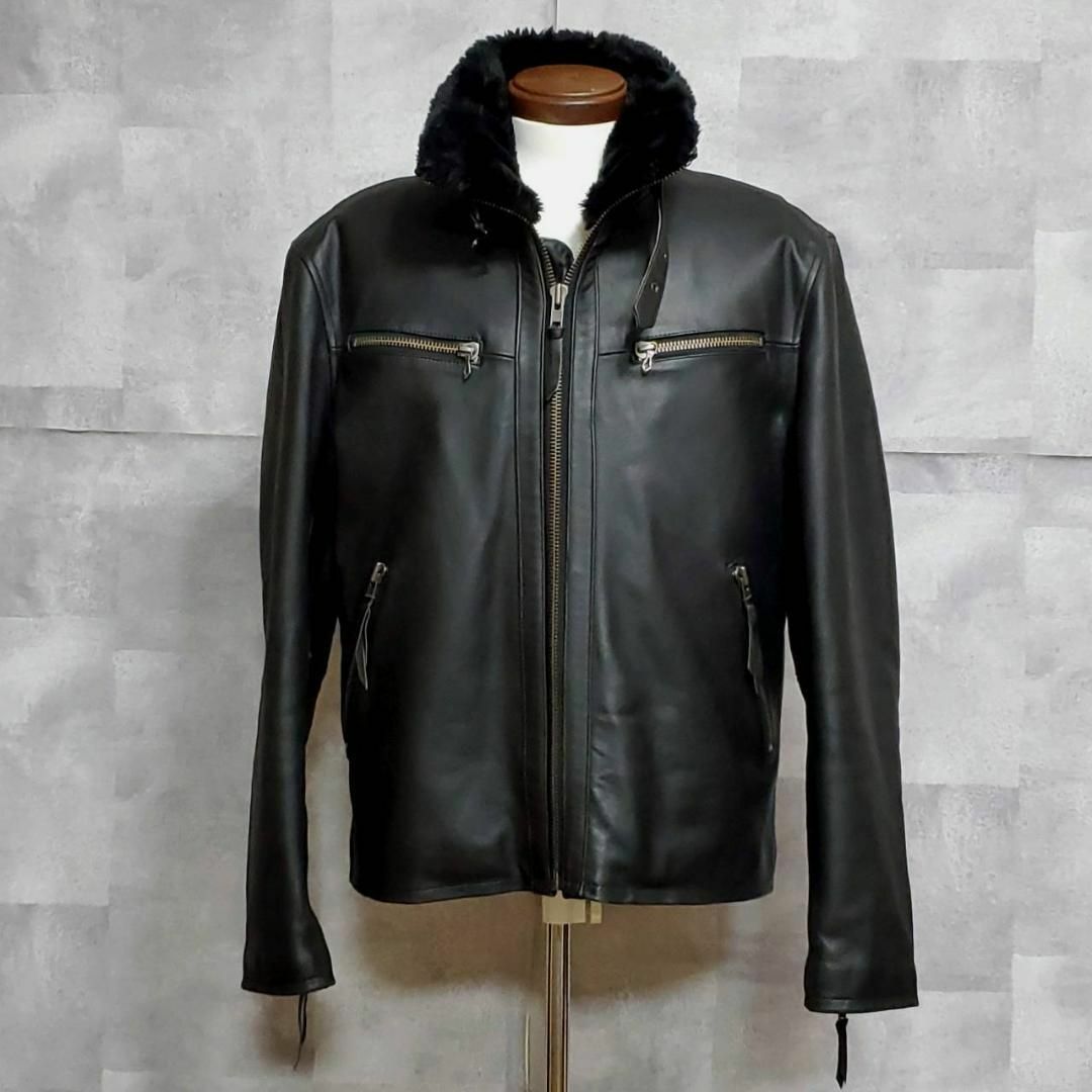 極美品 XL リューグーレザーズ 馬革 ライダース ジャケット ブラック