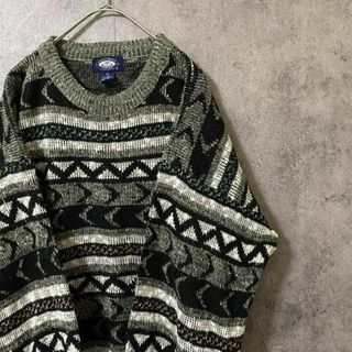 90s vintage 総柄ニット セーター メンズ M 古着 個性派 Y2の通販|ラクマ