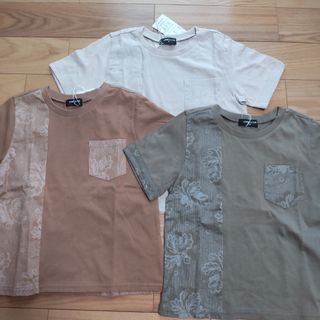 コムサイズム(COMME CA ISM)の新品未使用★コムサイズム 胡粉プリント半袖Tシャツ110-120cm★3色セット(Tシャツ/カットソー)