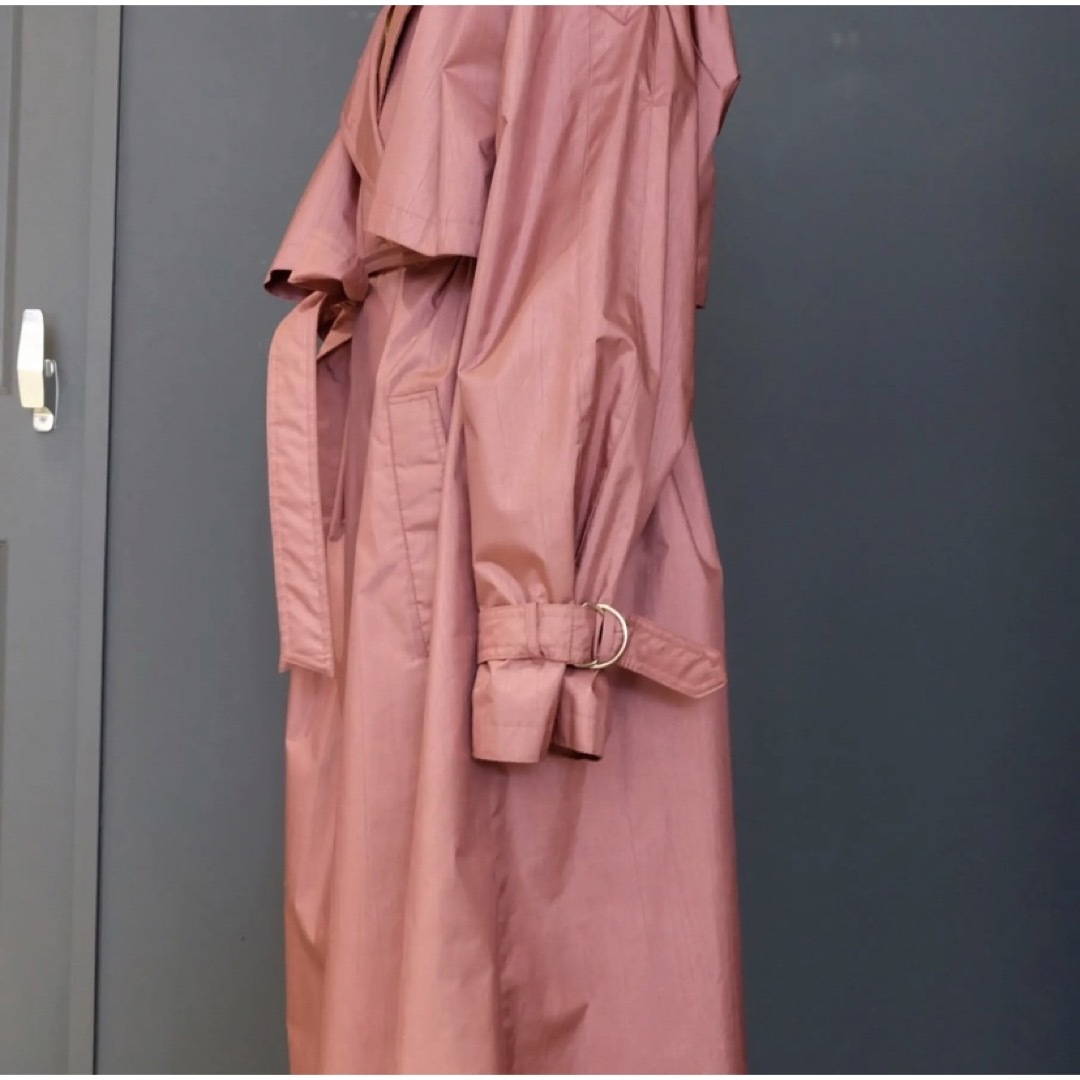 Vintage Shiny Dusty Pink Trench Coat