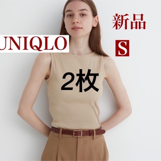 ユニクロ(UNIQLO)の【新品未使用タグ付】リブ ボートネックノースリーブT  UNIQLO (Tシャツ(半袖/袖なし))