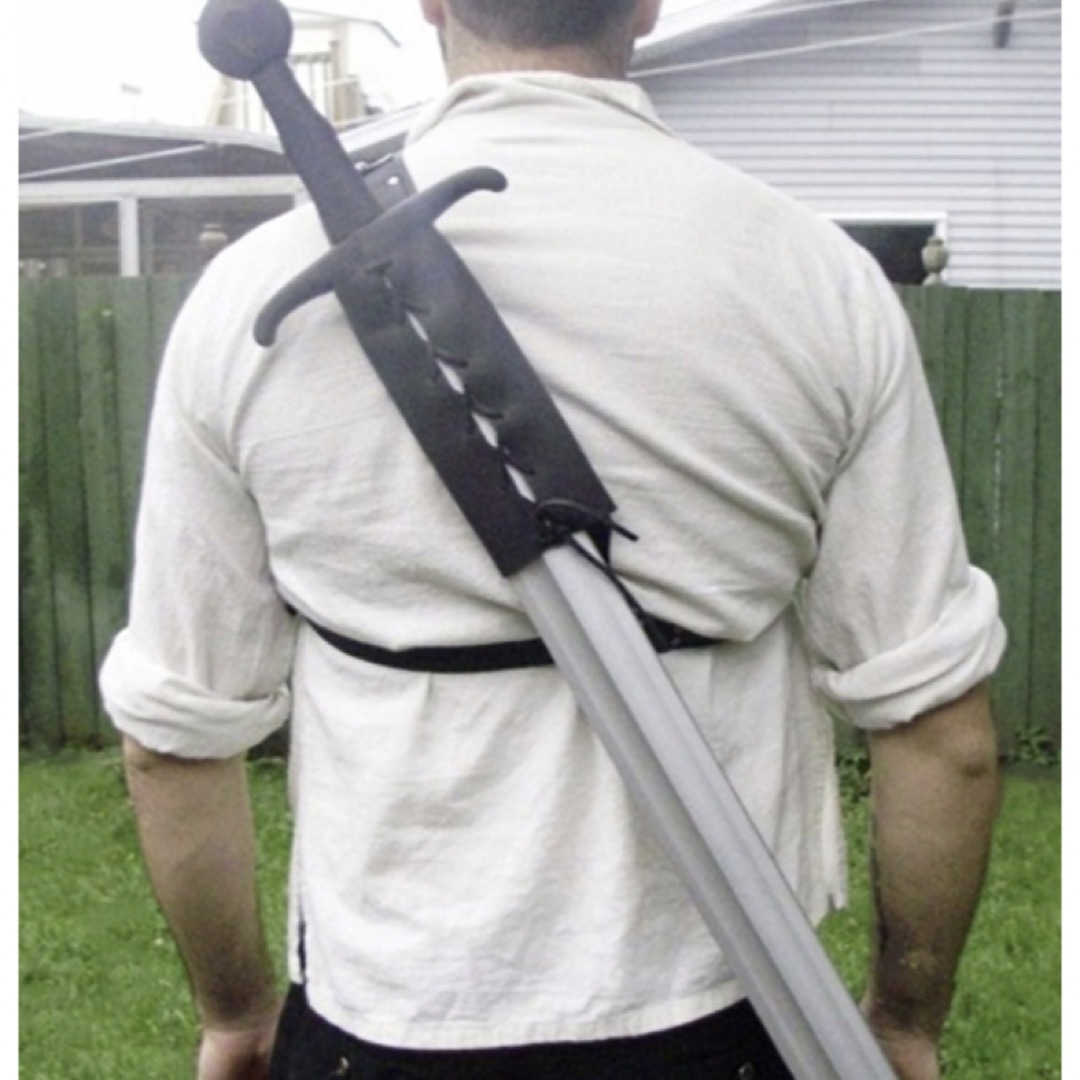 コスプレ ソードベルト ブラック 1本物 背中 ロングソード 刀 剣 ホルダー エンタメ/ホビーのコスプレ(小道具)の商品写真