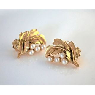 ロキエ(Lochie)のvintage gold leaf pearl clip on earrings(イヤリング)