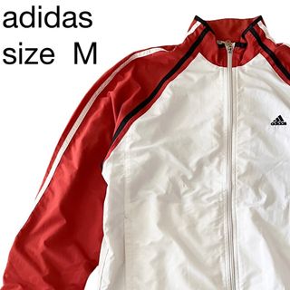 アディダス(adidas)のアディダス　メンズジャージ上　レッド✖️ホワイト　バイカラー　薄手　トレーニング(ジャージ)