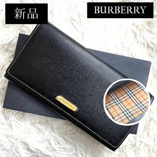 バーバリー(BURBERRY)の⋟新品未使用⋞ 付属品完備 / バーバリー ステッチノバチェックウォレット 黒(財布)