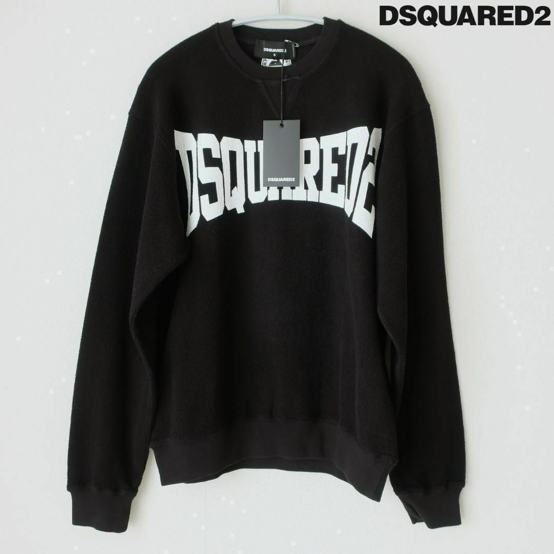 新品 DSQUARED2 メンズ ロゴ ビッグシルエット スウェット 黒 S