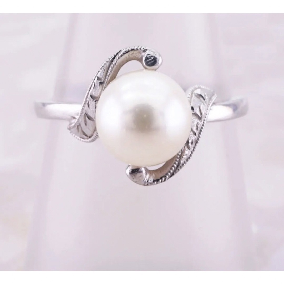 天然真珠　パール　本真珠　ホワイトゴールド レディースのアクセサリー(リング(指輪))の商品写真