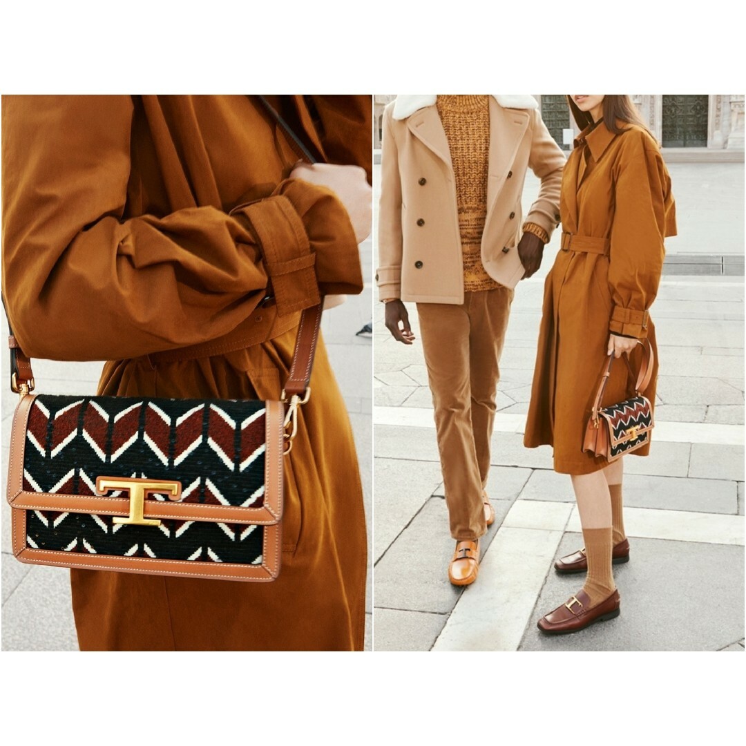 TOD'S - 美品《トッズ》Tタイムレス ファブリック&レザー ショルダー