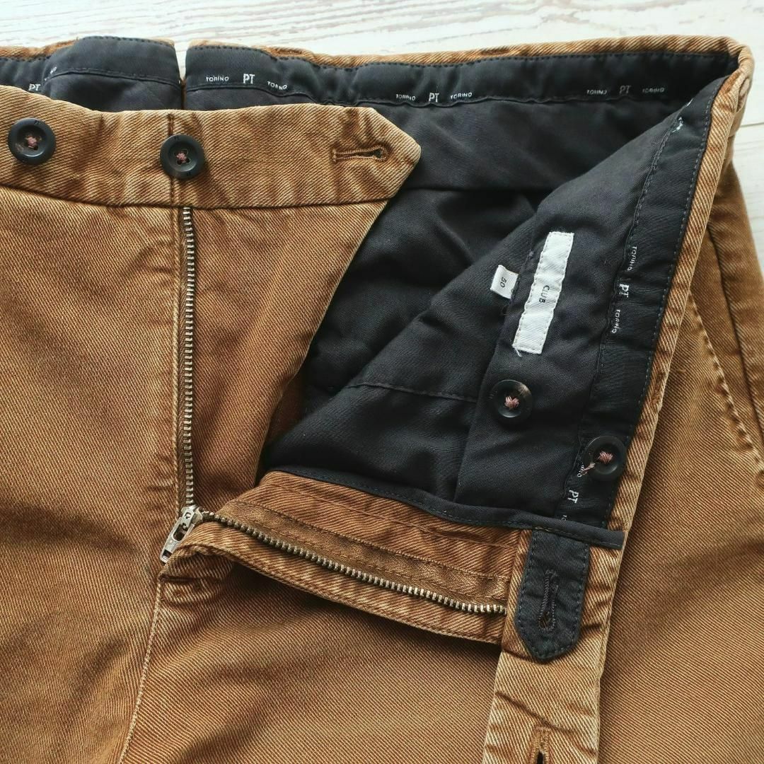 新品 PT TORINO 上質の風合い ストレッチ チノパン 茶 パンツ 50-
