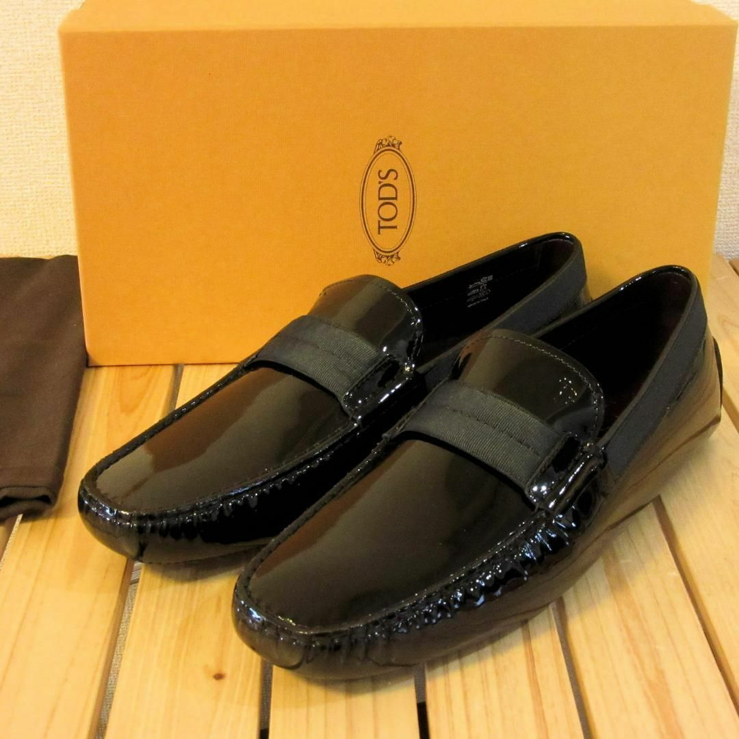 新品 TOD'S ゴンミーニ ドライビングシューズ パテント黒 UK9.5