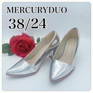 マーキュリーデュオ(MERCURYDUO)のマーキュリーデュオ シルバー パンプス 38 / 24 チャンキーヒール(ハイヒール/パンプス)