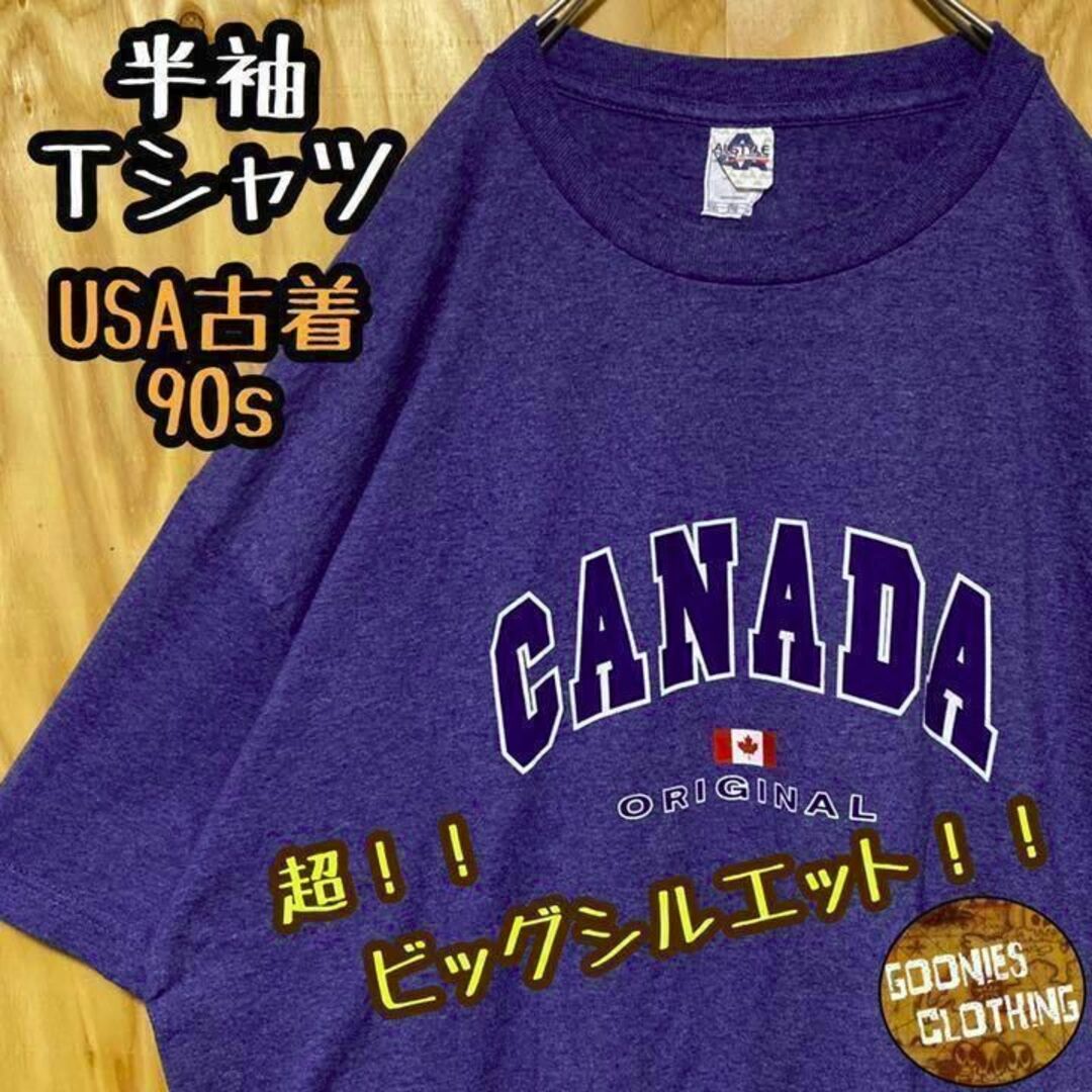 ロゴ カレッジロゴ USA 90s 半袖 ネイビー カナダ Tシャツ