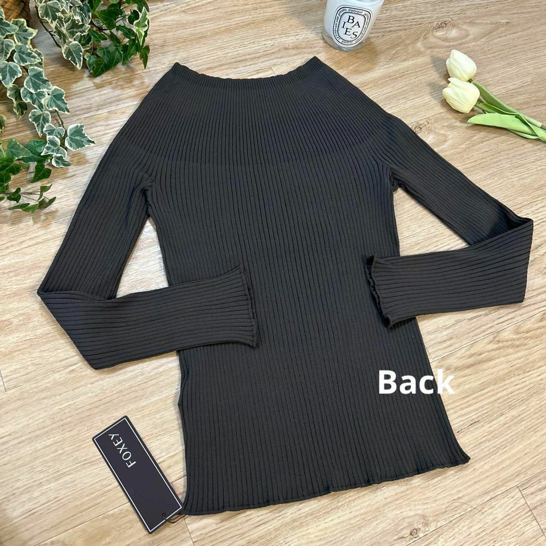 FOXEY フォクシー 細リブニットトップス 40 カーキ オフ