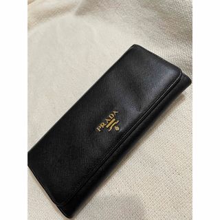 プラダ(PRADA)のPRADA 長財布　サフィアーノ　ブラック×ピンク(財布)