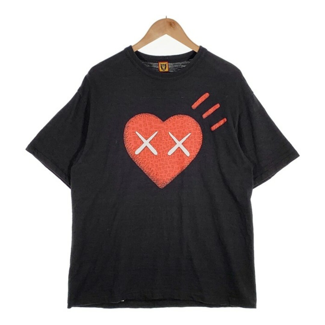 HUMAN MADE ヒューマンメイド KAWS カウズ ハートプリント Tシャツ ブラック Size XL