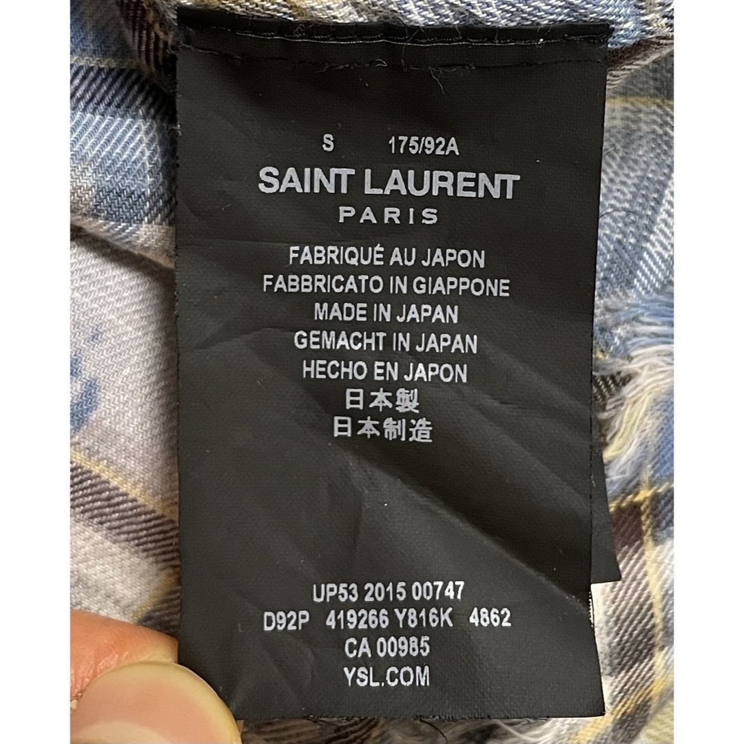 サンローランパリ 皺加工 チェックシャツ SAINT LAURENT  美品 L