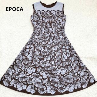 EPOCA - 極美品✨EPOCA　エポカ　花柄ノースリーブニットワンピース　フレア　薄手　40