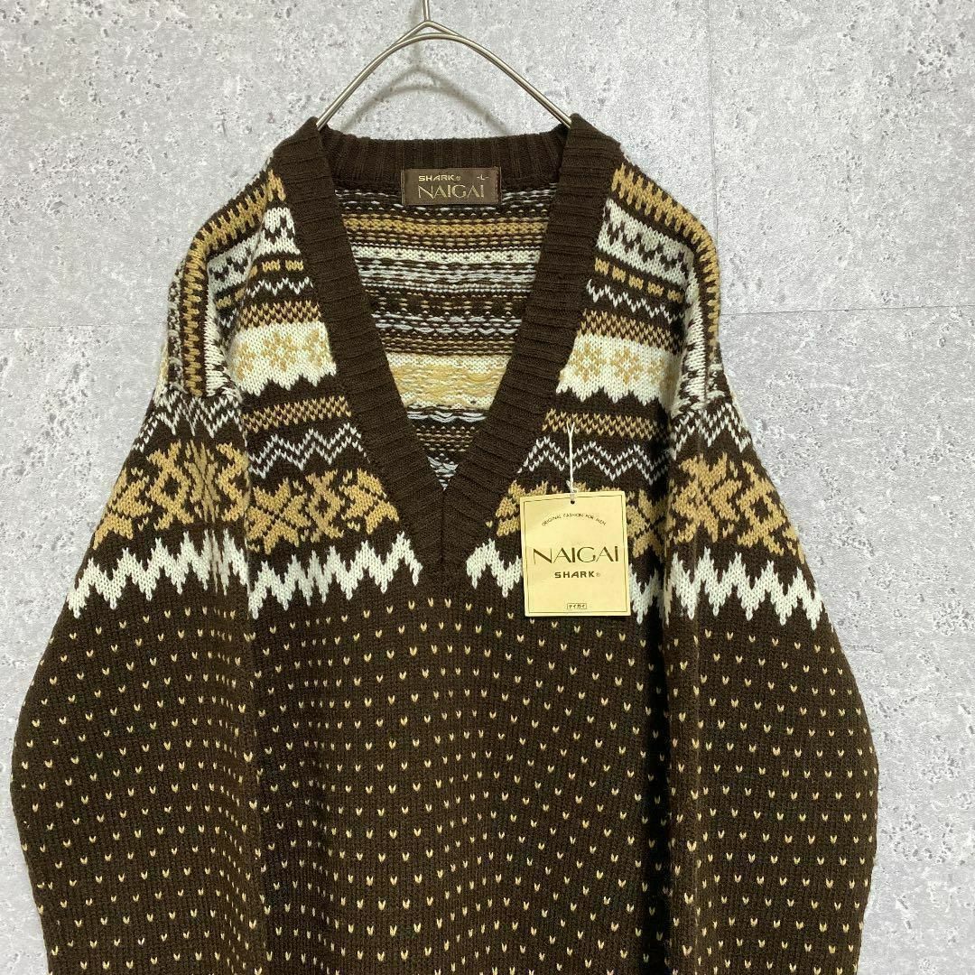 90S vintage 柄ニット メンズ M 個性派 菅田将暉 奇抜