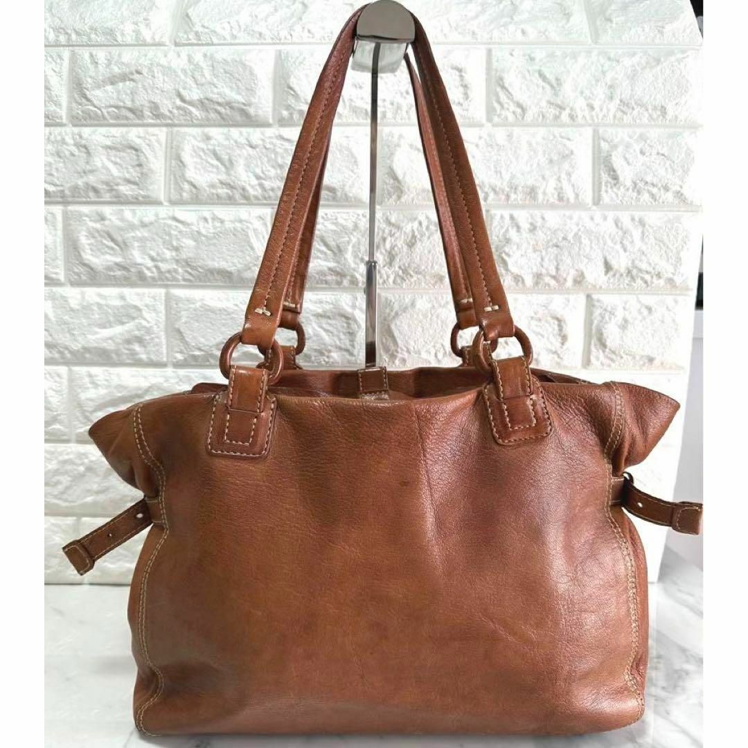 genten - 美品 ゲンテン オールレザー トートバッグ カバー ステッチ