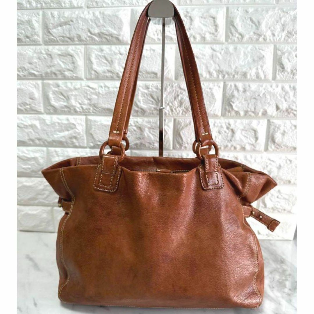 genten - 美品 ゲンテン オールレザー トートバッグ カバー ステッチ