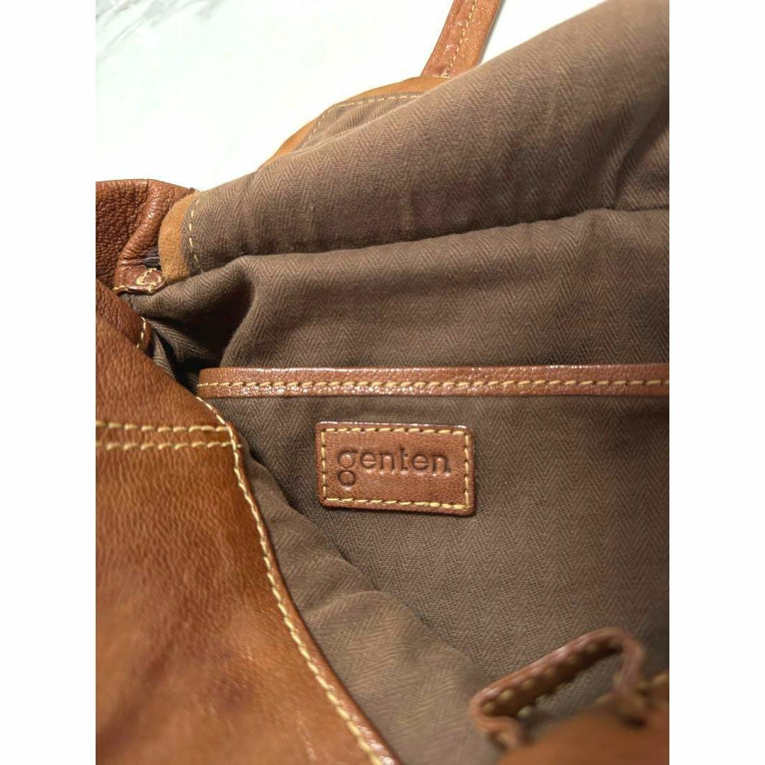genten - 美品 ゲンテン オールレザー トートバッグ カバー ステッチ