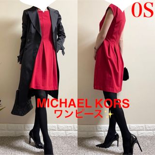 マイケルコース(Michael Kors)のマイケルコース　MICHAEL KORS 赤　ストレッチワンピース　0 S(ひざ丈ワンピース)