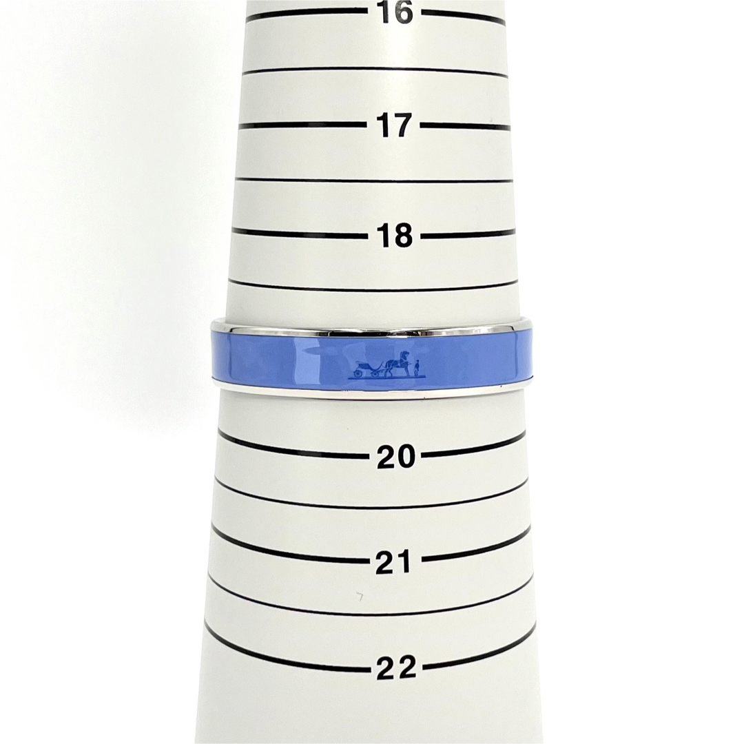 エルメス エマイユ PM ファン カレーシュ バングル ブルー系 × シルバー