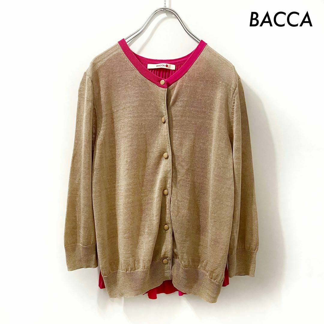 BACCA - BACCA バッカ☆長袖カーディガン 後ろプリーツ 2色切替