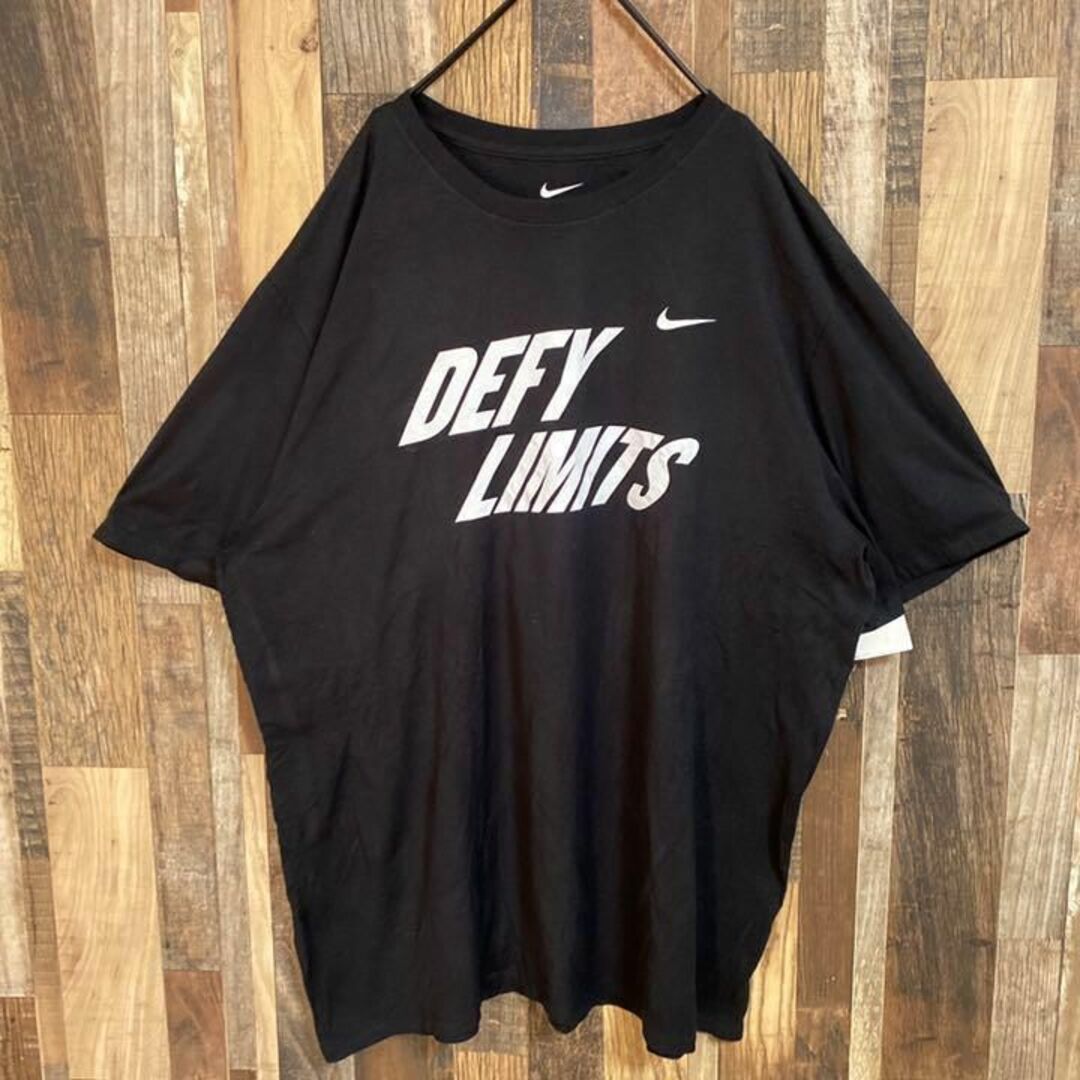 ナイキ スウッシュ デカロゴ ロゴ Tシャツ ストリート USA古着 半袖 黒