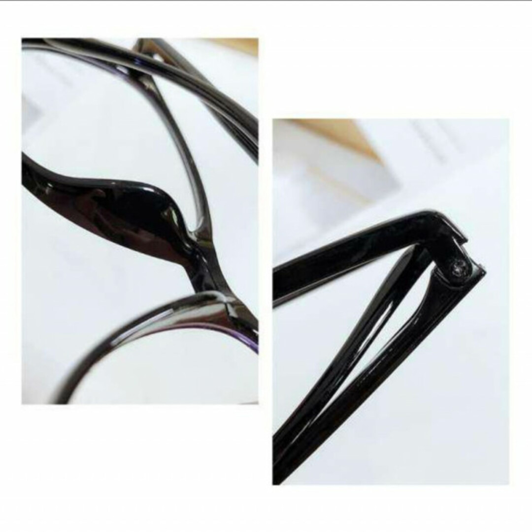 伊達メガネ  ブラック 黒ぶち 眼鏡 小顔効果 レンズなし　ファッション　大き目 レディースのファッション小物(サングラス/メガネ)の商品写真