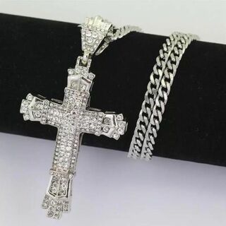 silver925 シルバークロスネックレス パンクファッション 十字架 銀(ネックレス)