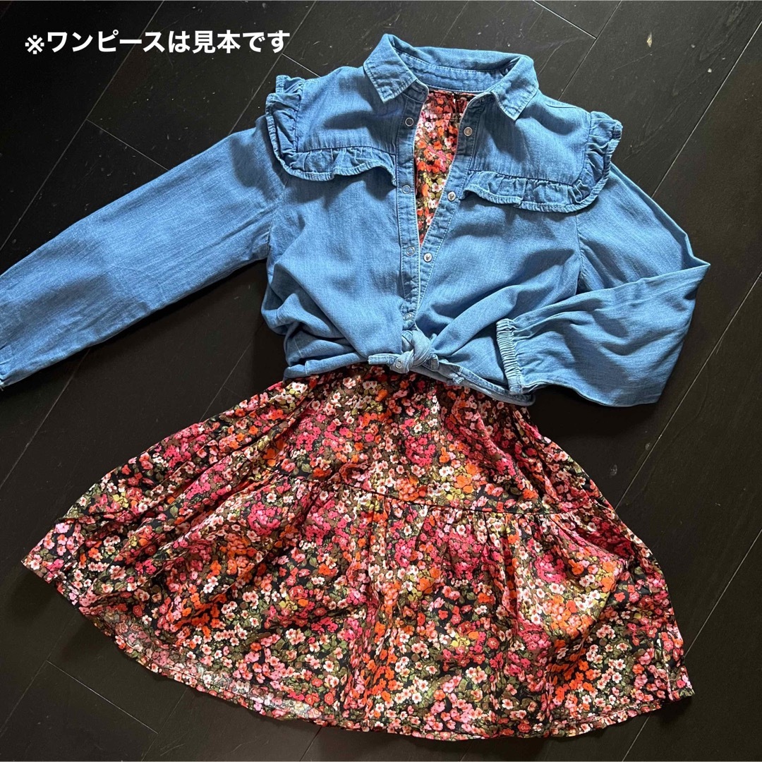 H&M(エイチアンドエム)のH&M【2回着用】140cm フリルデニムシャツ キッズ/ベビー/マタニティのキッズ服女の子用(90cm~)(ブラウス)の商品写真