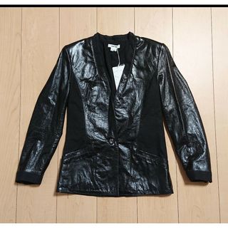 ヘルムートラング(HELMUT LANG)の2 新品 HELMUTLANG FTTD LTR JK レザージャケット 黒(ノーカラージャケット)