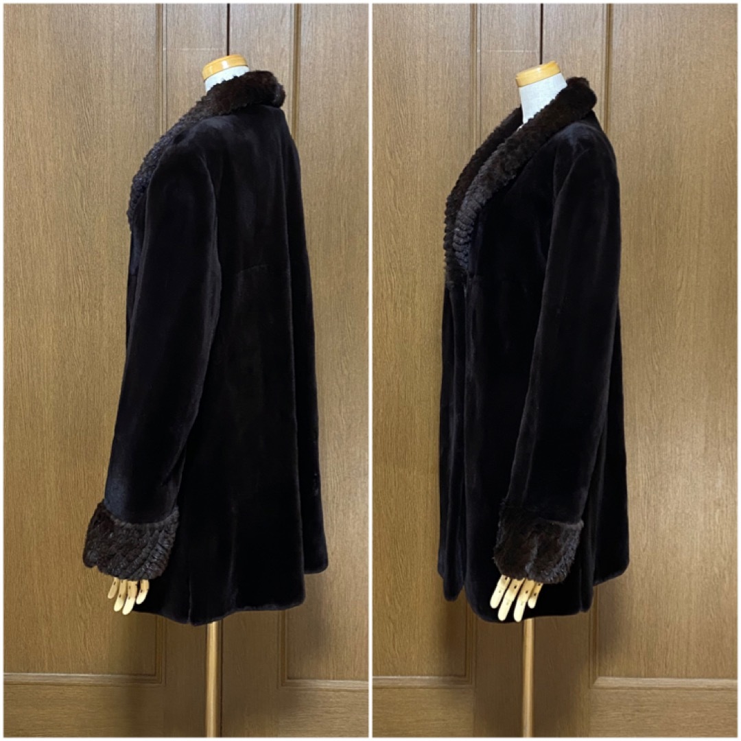 80《美品》Guy Laroche ギラロッシュ　ベルト付きシェアードミンク レディースのジャケット/アウター(毛皮/ファーコート)の商品写真