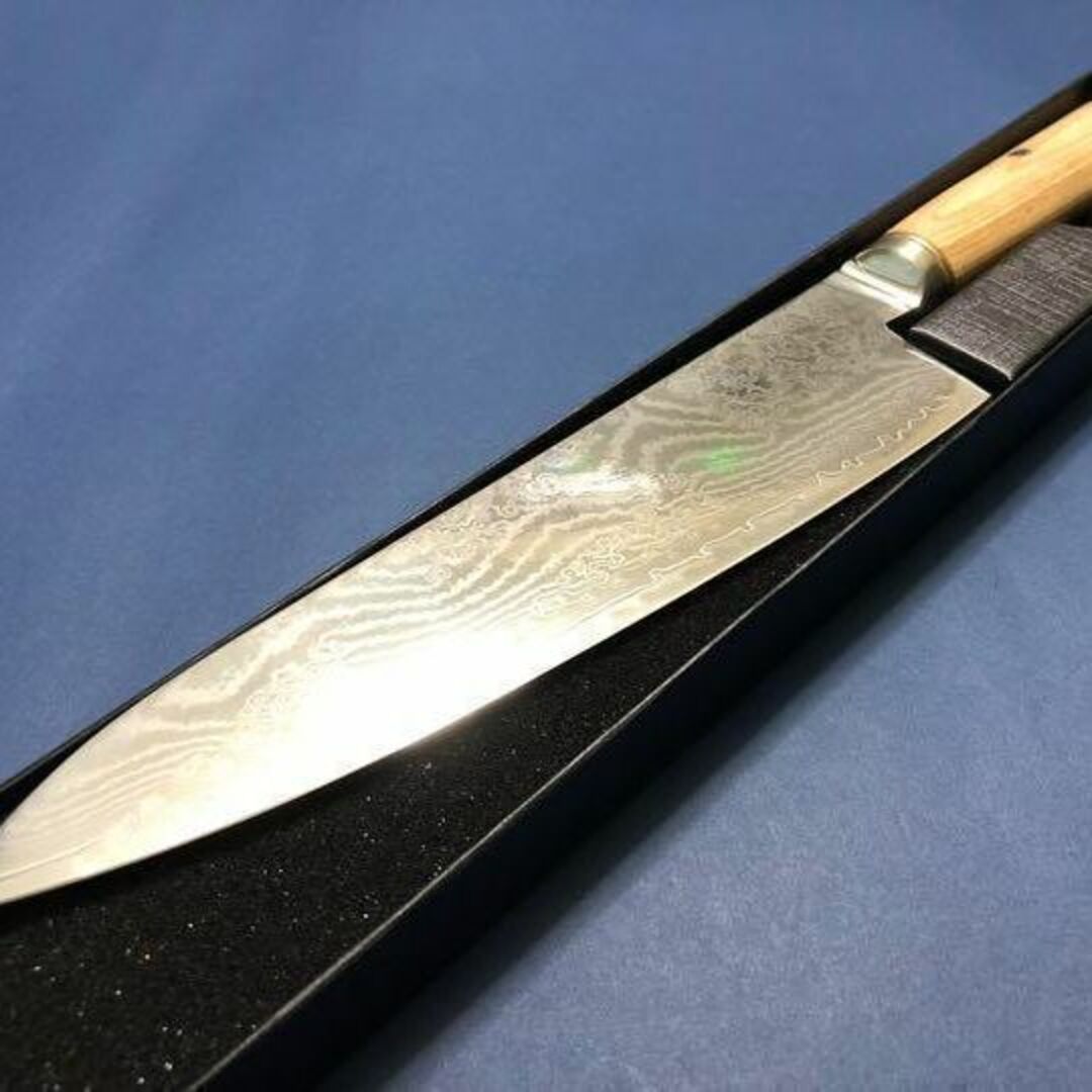 S35VN粉末鋼 67層ダマスカス 牛刀包丁 パッカウッド柄 210mm - 調理