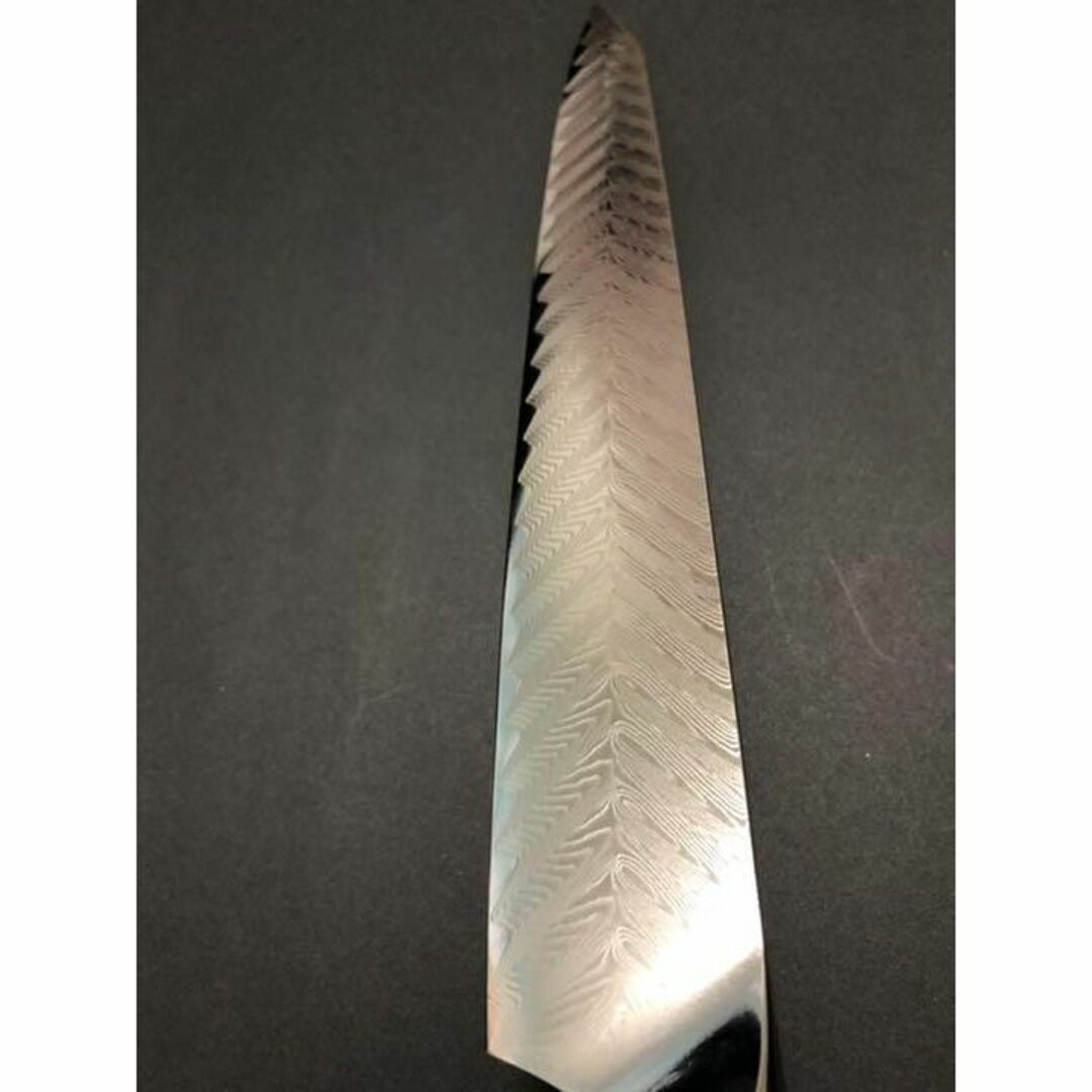 V金10号73層ダマスカス 筋引包丁 ブルーマイカルタ柄 270mm
